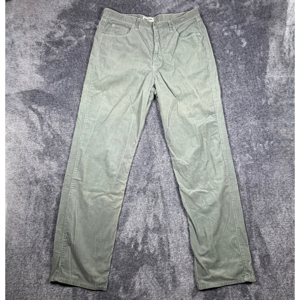 Vintage Guess Jeans Mens 36 Sage Green Corduroy Pants Made in USA Fits 34x32